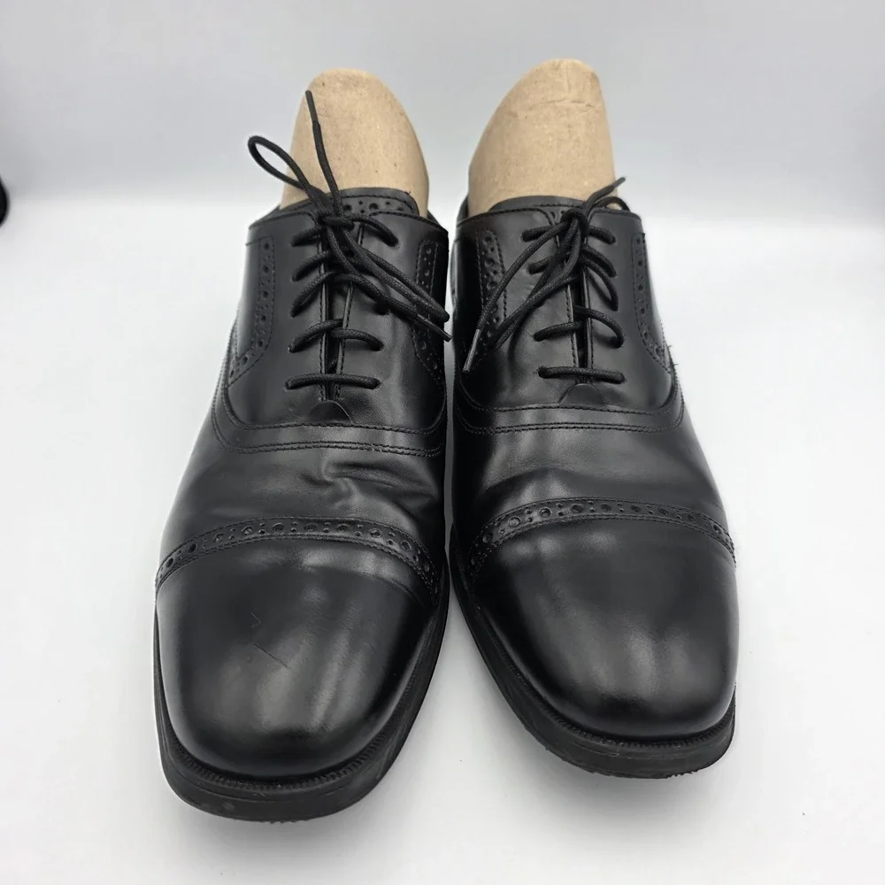 Cole Haan C20225 Shoes Men 8.5 M Black Leather Signature Grand OS Captoe LaceUp